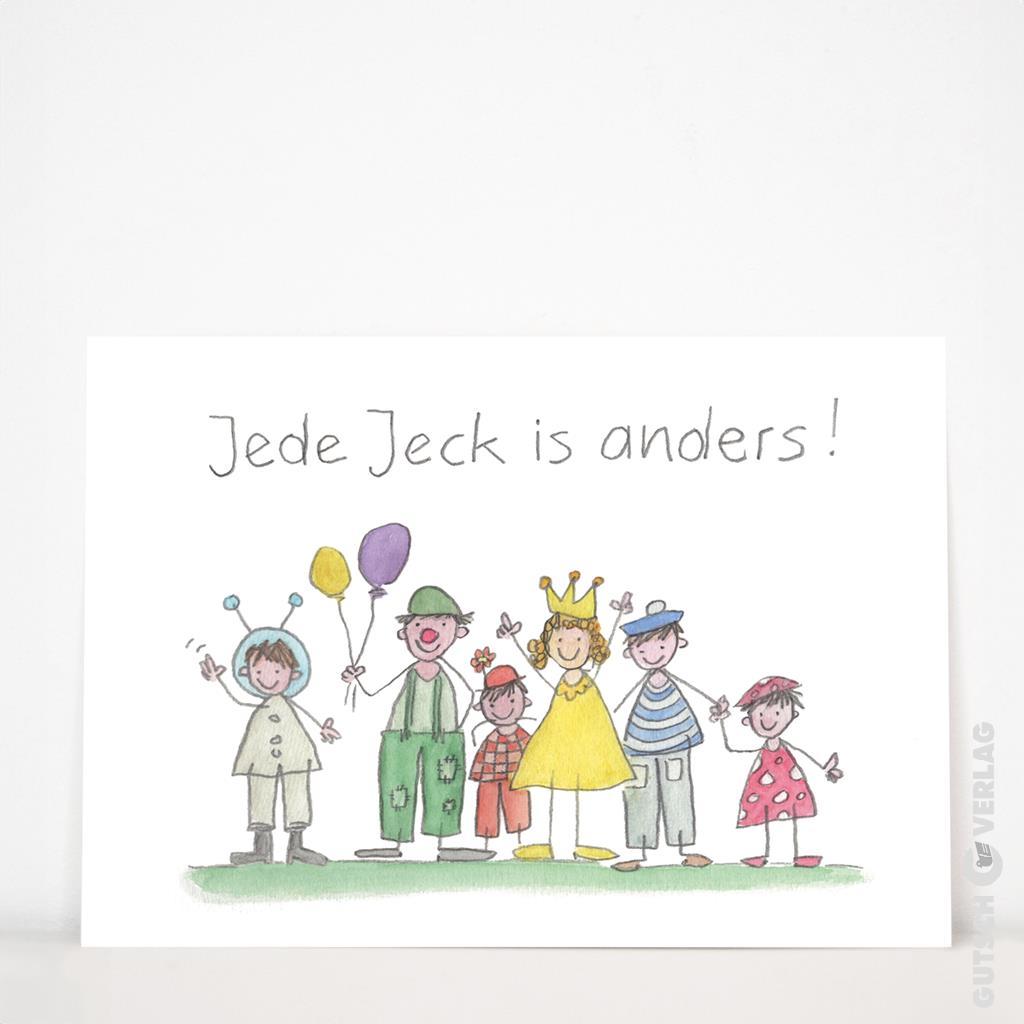 Eine farbenfrohe Illustration von Kindern, die mit Luftballons und Kostümen feiern und Vielfalt und Freude fördern.