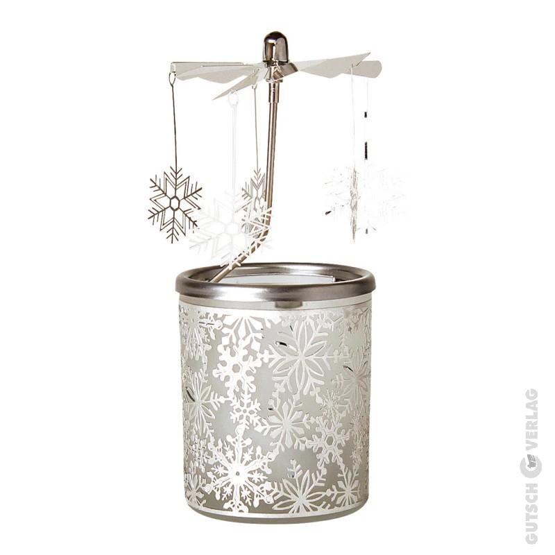 Windlicht Schneeflocke mit Aufsatz aus Glas/Metall