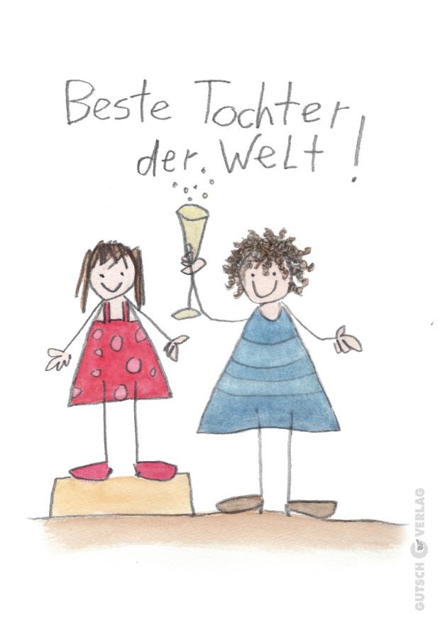 Zwei Kinder feiern bei einem Drink und zeigen Freude und Freundschaft in einer farbenfrohen Zeichnung.