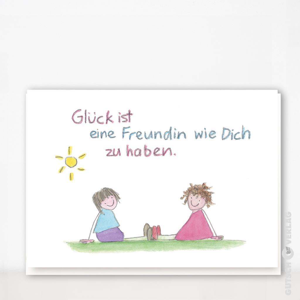 Illustration von zwei Kindern, die mit einer Sonne im Gras sitzen und ihre Freundschaft mit einer herzlichen Botschaft feiern.