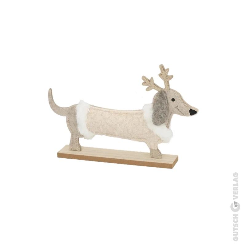 Dackel-Aufsteller aus Filz in Beige