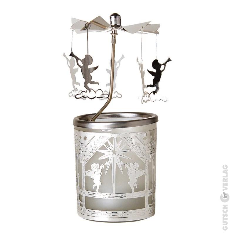 Windlicht Engel mit Aufsatz aus Glas/Metall